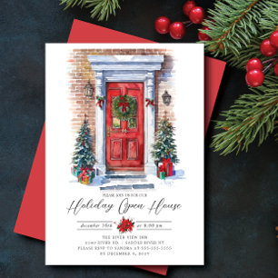 Festive Front Door Holiday Open House  Invitation