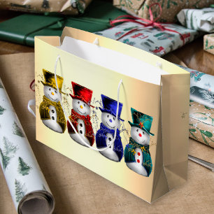 Festive Frosty Friends Snowmen Christmas Large Gift Bag