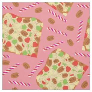 Festive Fruitcake & Candy Cane Holiday Fabric