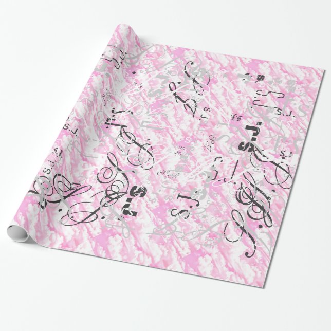 Festive Fuchsia Pink Clouds Decor Wrapping Paper (Unrolled)