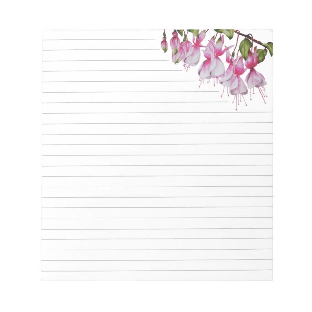 'Festive Fuchsias' on a Medium Sized Notepad (Front)