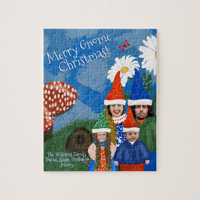 Festive Fun Add Photo Become A Gnome Family Jigsaw Puzzle (Vertical)
