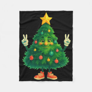 Festive Fun Cheerful Christmas Tree  Fleece Blanket