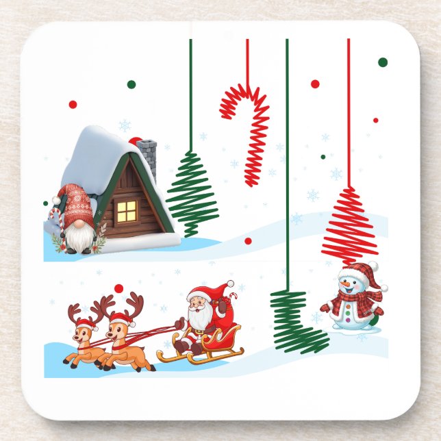 Festive Fun Santa Christmas Scene  Coaster (Front)