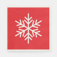 Festive Fun White Alpine Snowflake On Bright Red