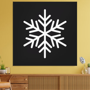 Festive Fun White Alpine Snowflake On Canvas Print