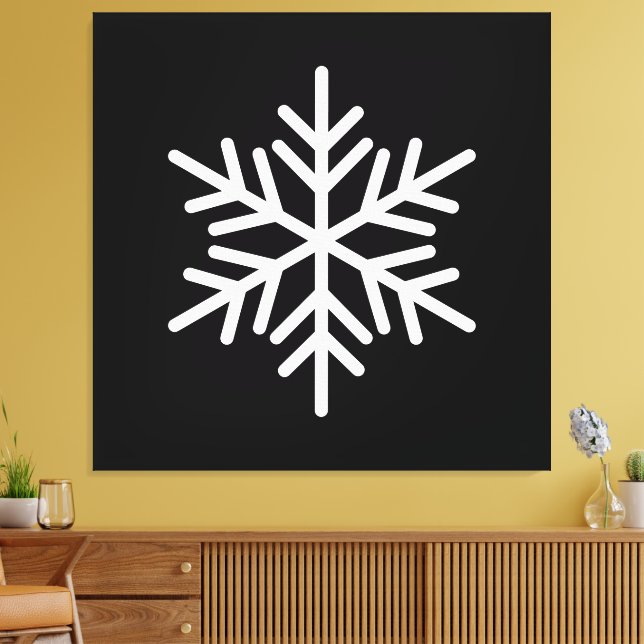 Festive Fun White Alpine Snowflake On  Canvas Print (Insitu(LivingRoom))