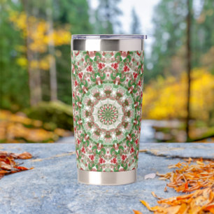 Festive Funky Boho Hippie Christmas Kaleidoscope Insulated Tumbler