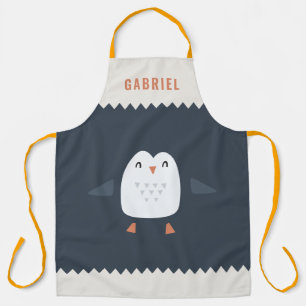 festive funny cute penguin personalised children's apron