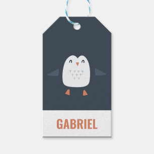 festive funny cute penguin personalised childrens gift tags