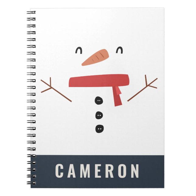 festive funny cute snowman personalised children's notebook (Front)