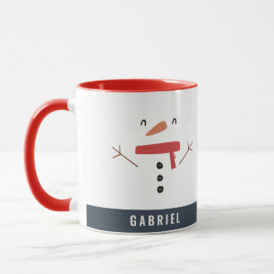 festive funny cute snowman personalized children's mug