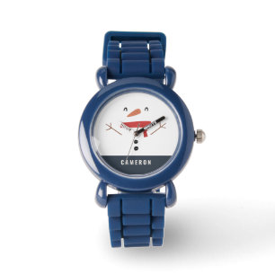 festive funny cute snowman personalized children's watch