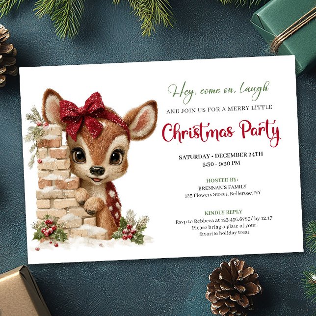 Festive funny reindeer holiday invite download (Festive funny reindeer holiday invite download)
