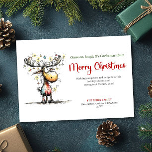 Festive Funny Reindeer Merry Christmas Card