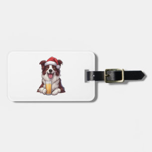 Festive Furry Grin Border Collie's Christmas Delig Luggage Tag