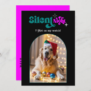 Festive Fusion Funny Retro Pet Dog Christmas Photo Holiday Card