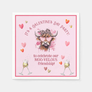 Festive Galentine's Day Hereford Cow Napkin