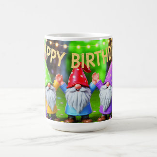 Festive Garden Gnomes Birthday Celebration Coffee Mug