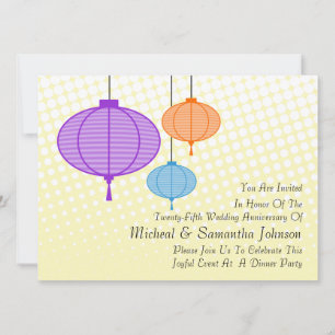 Festive Garden Paper Lanterns Anniversary Invitati Invitation