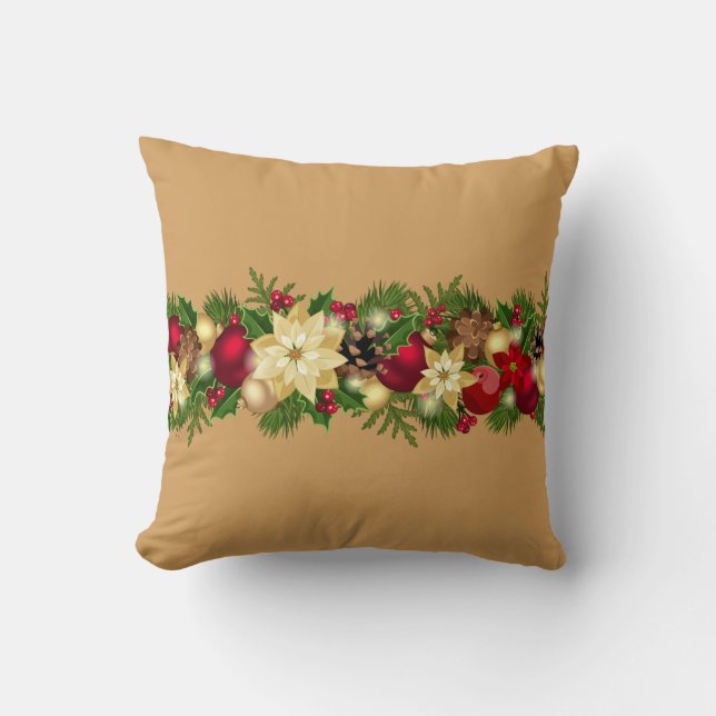 Festive Garland Holiday Pillow (Front)