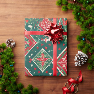 Festive Geometric Christmas Charm Wrapping Paper