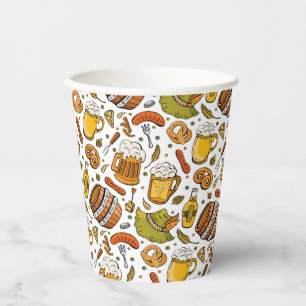 Festive German Oktoberfest Beer and Sausages Paper Cups