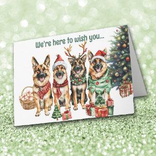 Festive German Shepherd Dogs Christmas Card