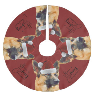 Festive German Shepherd Holiday Brushed Polyester Tree Skirt