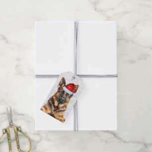 Festive German Shepherd Holiday Dog Christmas Gift Tags