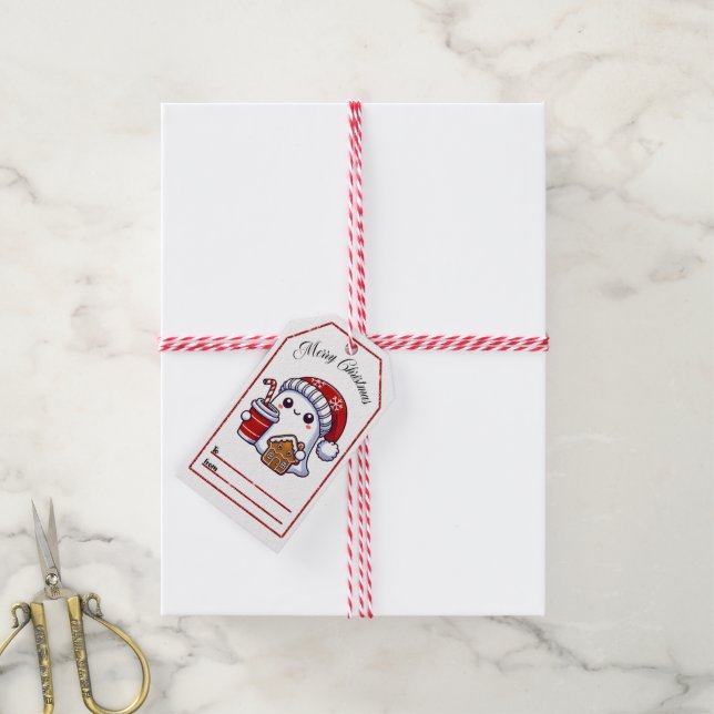 Festive ghost Christmas gift tags (With Twine)