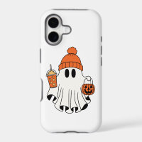 Festive Ghost with Pumpkin Basket & Iced Latte