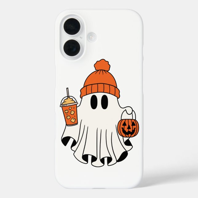 Festive Ghost with Pumpkin Basket & Iced Latte Case-Mate iPhone Case (Back)