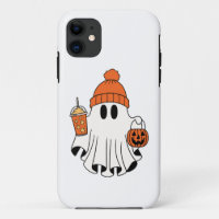 Festive Ghost with Pumpkin Basket & Iced Latte