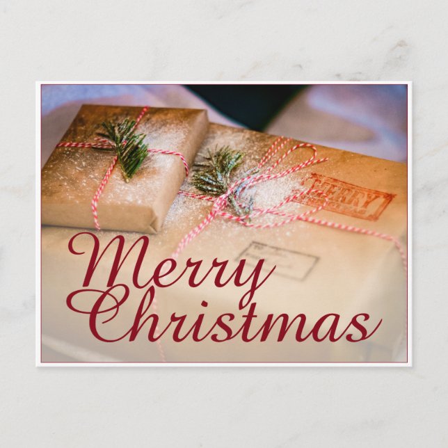 Festive gifts as Christmas motif Holiday Postcard (Front)