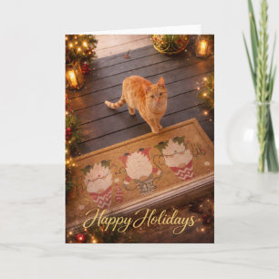 Festive Ginger Cat Holiday Greeting Card