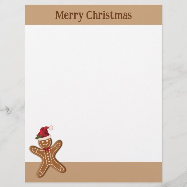 Festive Gingerbread Christmas Cookie & Custom Text Custom Letterhead (Front)