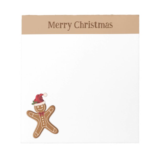 Festive Gingerbread Christmas Cookie With Text Notepad (Front)