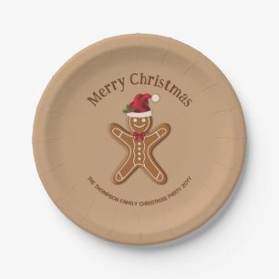 Festive Gingerbread Christmas Cookie With Text Paper Plate