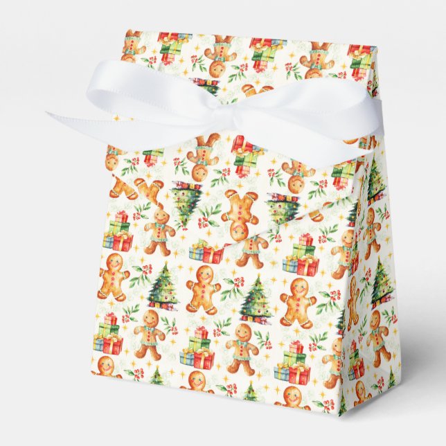 Festive Gingerbread Christmas  Favour Box (Front Side)