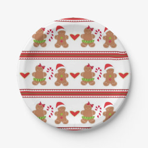 Festive Gingerbread cookies party paper plate