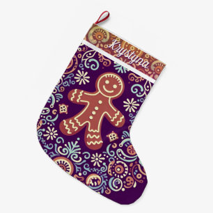 Festive Gingerbread Delight Large Christmas Stocking