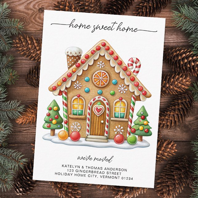 Festive Gingerbread Holiday Moving New Address Enclosure Card (Creator Uploaded)