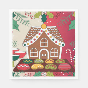 Festive Gingerbread House Christmas Table Napkin