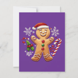 Festive Gingerbread Man Christmas Cookie Illustrat Card