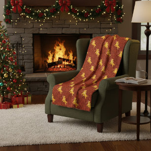 Festive Gingerbread Man & Knit Pattern Christmas Fleece Blanket