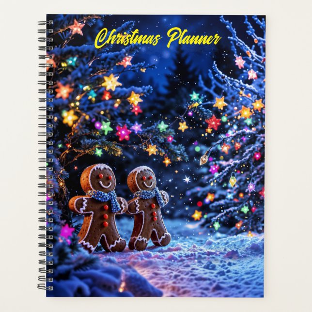 Festive gingerbread men snow fantasy planner (Front)