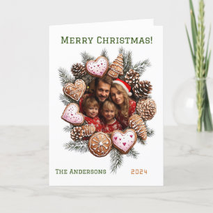 Festive Gingerbread Photo Personalised Christmas Holiday Card