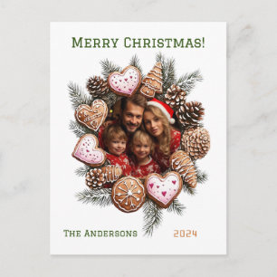 Festive Gingerbread Photo Personalised Christmas Holiday Postcard
