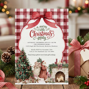Festive Gingham Christmas Party Invitation